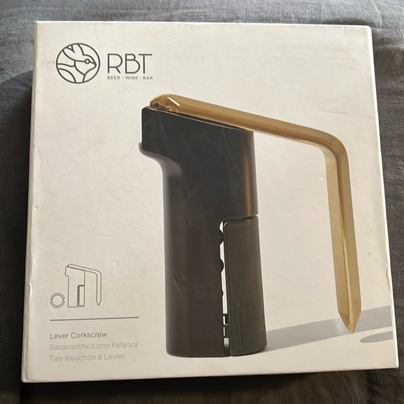 RBT Vertical Lever Corkscrew Wine Opener with Foil Cutter Metal Modern Kitchen - Picture 3 of 8